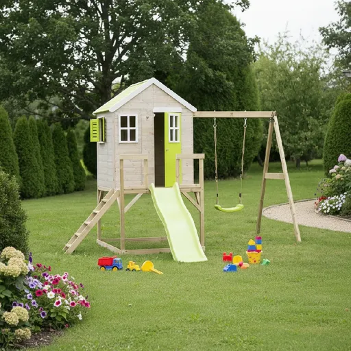 ArtWD Detský záhradný domček s ihriskom VILLA | limetková