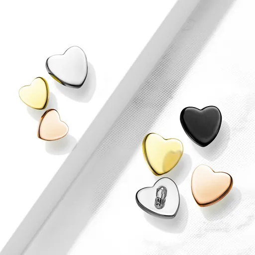 Náhradná hlavička do implantátu z chirurgickej ocele, srdiečko 4 mm, hrúbka 1,6 mm, PVD - Farba: Čierna