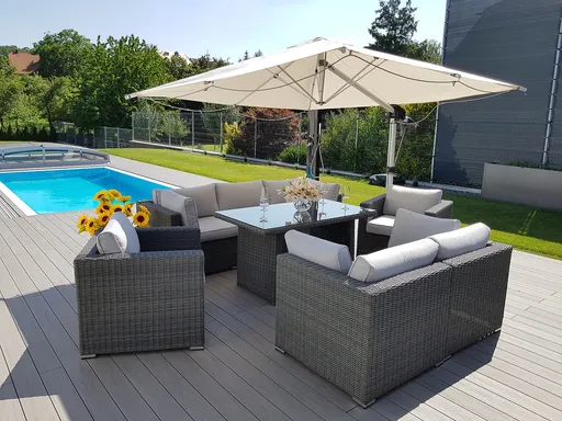 DEOKORK Ratanová variabilná zostava jedalenská SEVILLA pre 7 osob (antracit)