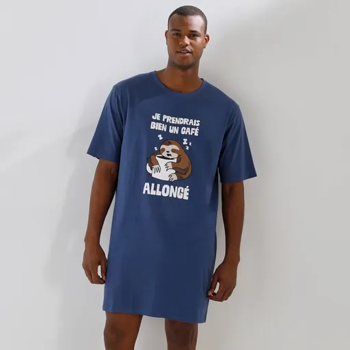 Pyžamové maxi tričko s potlačou café