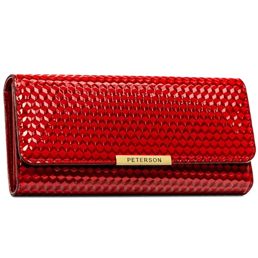 Dámska červená peňaženka z ekologickej kože s geometrickým dizajnom – veľká, elegantná, RFID