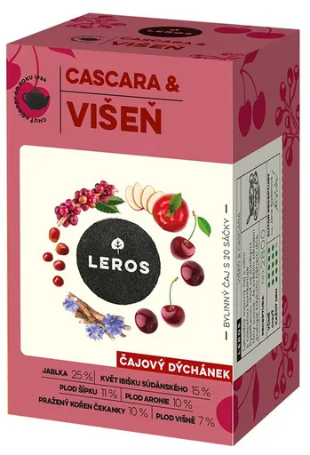 LEROS ČAJOVÁ CHVÍĽKA VIŠŇA & CASCARA bylinný čaj aromatizovaný nálevové vrecká 20x2g