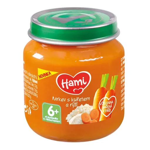 HAMI Mäsozeleninový príkrm mrkva s kuraťom a ryžou 6m+ 125 g