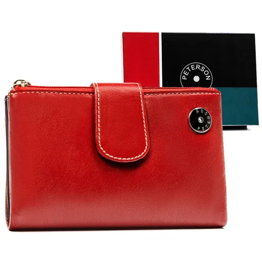 Úhľadná dámska kožená peňaženka s farebným vnútrom - Peterson