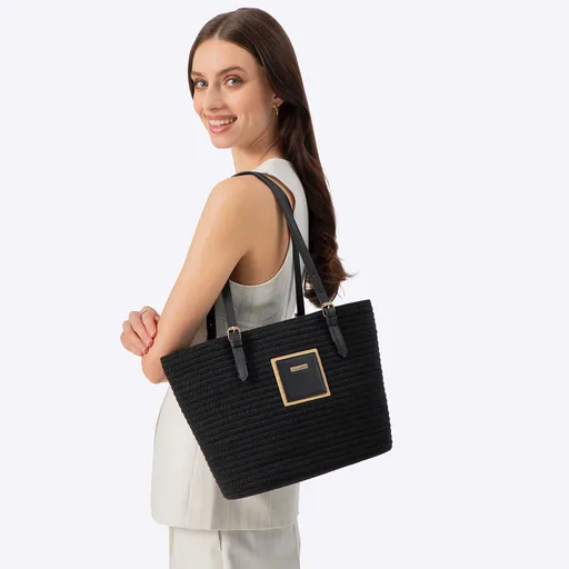 Dámsky košík zo zmesi bavlny čierny 100-4Y-901-1