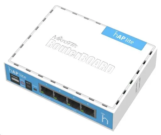Mikrotik hAP Lite (classic), 650MHz CPU, 32MB RAM, 4x LAN, integr. 2.4GHz Wi-Fi, WPS, vr. L4