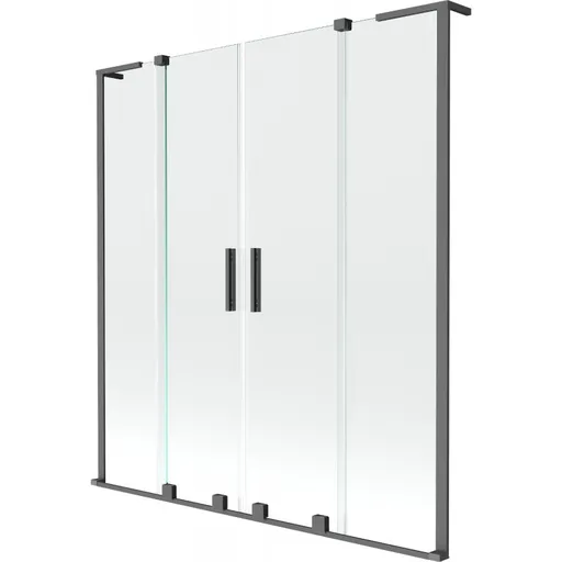 MEXEN/S - Velar L Duo dvojkrídlová posuvná vaňová zástena 140 x 150, transparent, grafit metal 896-140-003-02-95