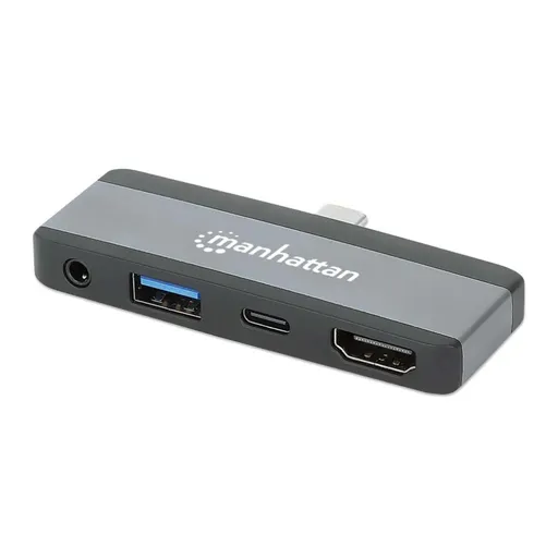 MANHATTAN Dokovacia stanica USB-C 4v1, 1xHDMI, 1xUSB-C, 1xUSB, 1x3.5mm, sivá