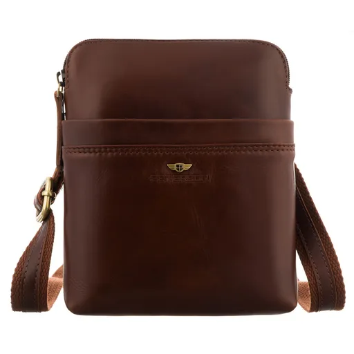 Praktická pánska kožená taška cez plece hnedá – s vonkajšími vreckami a elegantným dizajnom - Peterson