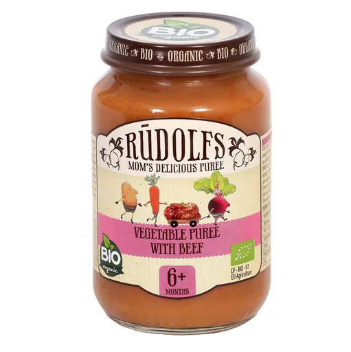 RUDOLFS Bio zelenina s hovädzím mäsom 6m+ 190 g