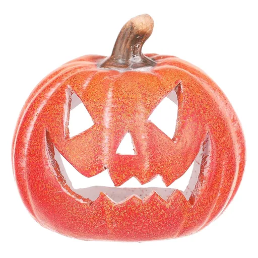 Svietnik Tekvička s tvárou malá oranžová, keramika, pr. 10 cm, pr. 10 cm