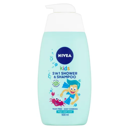 NIVEA Kids Detský sprchový gél a šampón 2v1 s jablčnou vôňou 500 ml
