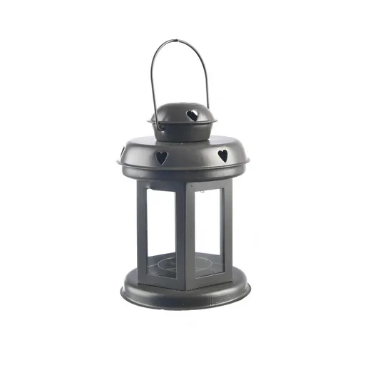 InDecor Plechový lampáš Heartbeat sivá, 10 x 20 cm