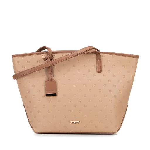 Dámska nákupná kabelka z imitácie kože, veľká, béžová 100-4Y-219-9