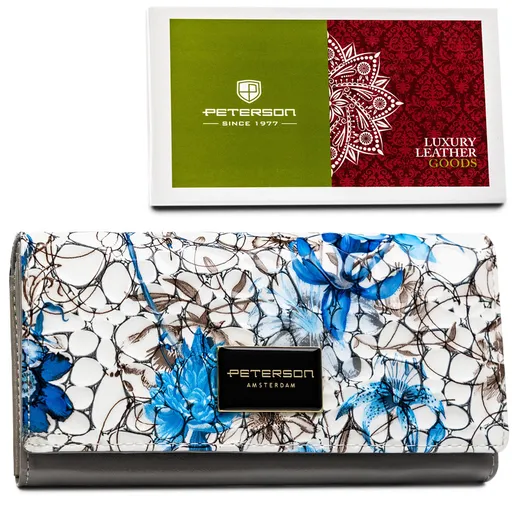 Dámska peňaženka z pravej kože s kvetinovým vzorom vybavená RFID systémom - Peterson