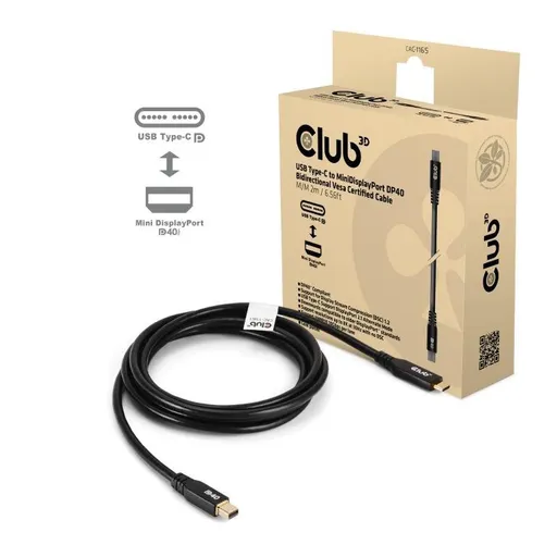 Club3D Kábel USB-C na MiniDisplayPort 2.1, 8K30Hz, DSC1.2, UHBR10, 2m