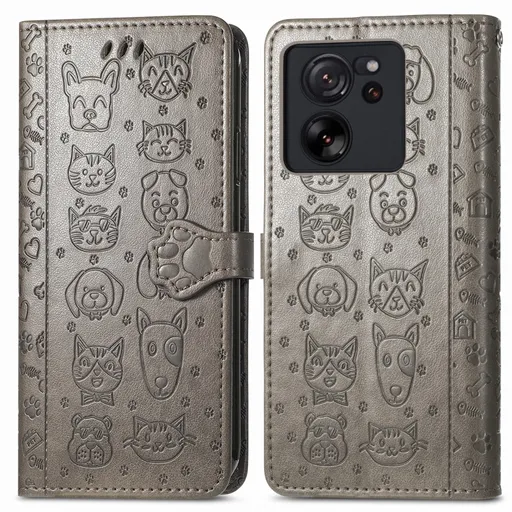 ART Peňaženkový kryt Xiaomi 13T / 13T Pro ANIMALS šedý