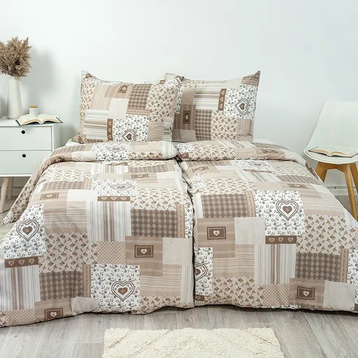 Stanex Bavlnené obliečky Pečvork béžová, 140 x 200 cm, 70 x 90 cm