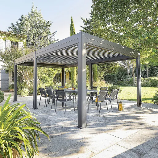 DEOKORK Záhradný hliníkový altánok MEGAN 6x3 m (grafit)