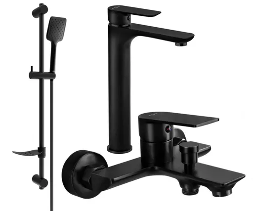 MEXEN/S - Alfa DF62 Set umývadlovej a vaňovej batérie s príslušenstvom, čierna 745713DF62-70