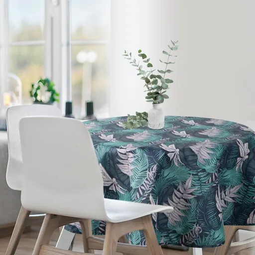 ArtFir Záhradný okrúhly obrus GARDEN 12E | tmavomodrá/tyrkysová 150 cm