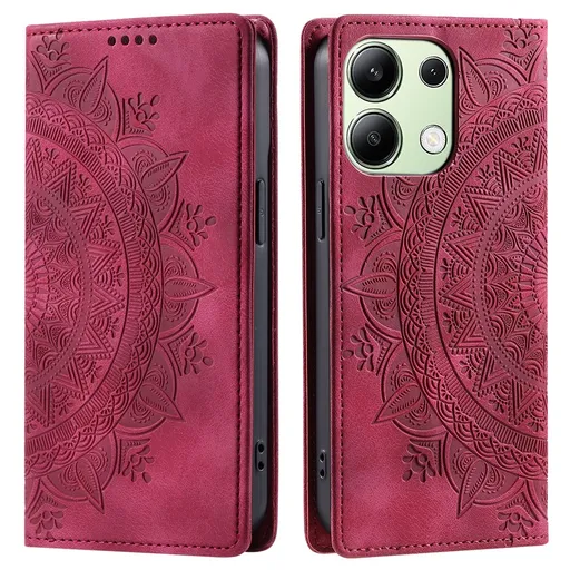 ART MANDALA Peňaženkový obal pre Xiaomi Redmi Note 13 červený