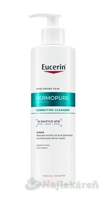Eucerin DERMOPURE CLINICAL Exfoliačný čistiaci gél pleť so sklonom k akné, na tvár a telo 400 ml