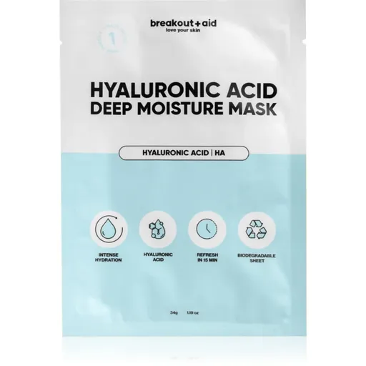 breakout + aid Hyaluronic Acid Deep Moisture Mask hydratačná plátienková maska s kyselinou hyalurónovou 34 g