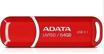 ADATA Flash 64GB UV150, USB 3.1 Dash Drive (R:90/W:20 MB/s) červená