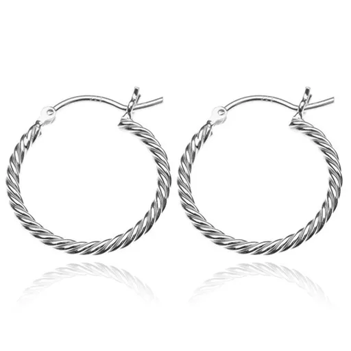 Strieborné náušnice 925 - kruhy v tvare lana, 20 mm