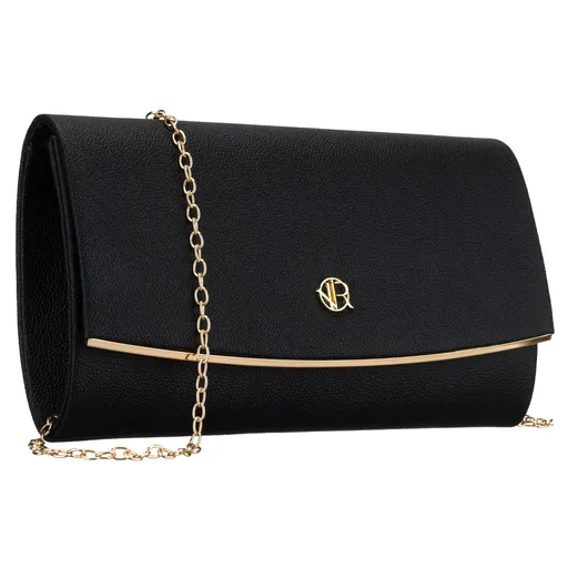 Dámska čierna listová kabelka z eko kože na retiazke ROVICKY