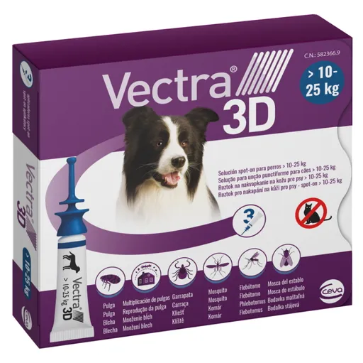 VECTRA 3D Spot-On M pre psov 10-25 kg 3,6 ml 3 pipety