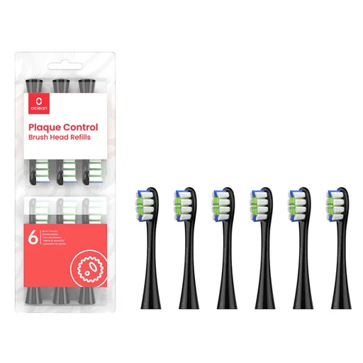 OCLEAN Náhradné hlavice Plaque Control Medium P1C5 B06 Čierne 6 kusy