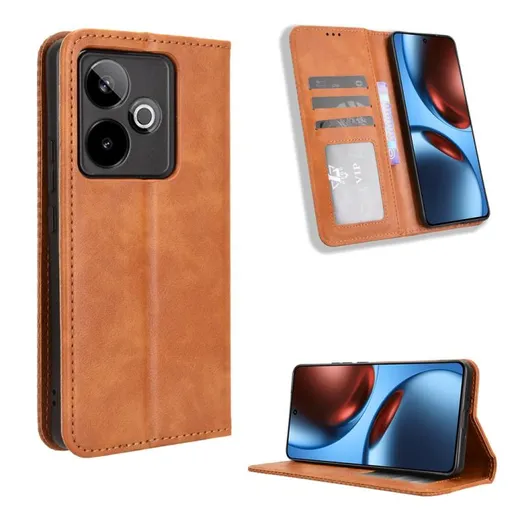 BUSINESS Peňaženkový kryt pre Realme GT 7 5G / Realme GT 7T 5G hnedý