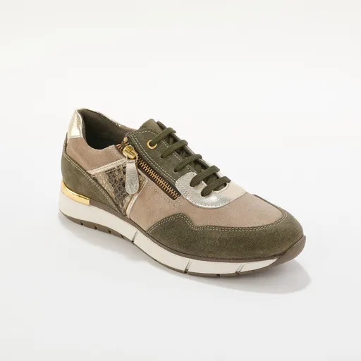 Kožené šnurovacie tenisky so zipsom a zlatými časťami s hadím vzorom
