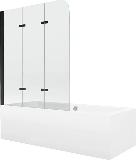 MEXEN/S - Cube obdĺžniková vaňa 170 x 80 cm s panelom + vaňová zástena 120, transparent, čierna 550517080X9012037000