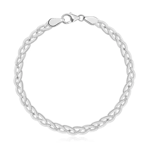 Náramok v 925 striebre - motív vrkoča z troch pásov, zvlnený dizajn