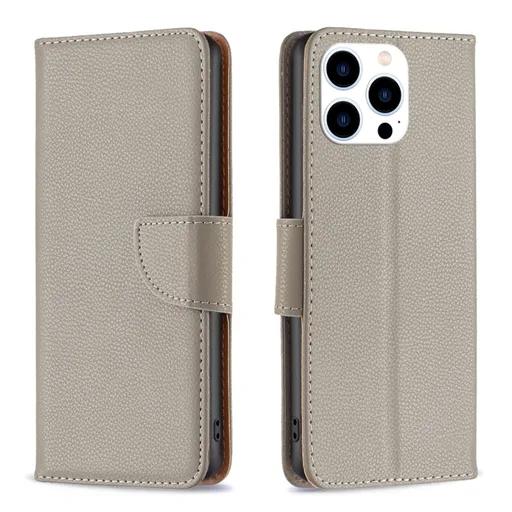 LITCHI Peňaženkové puzdro pre Apple iPhone 16 Pro Max šedé