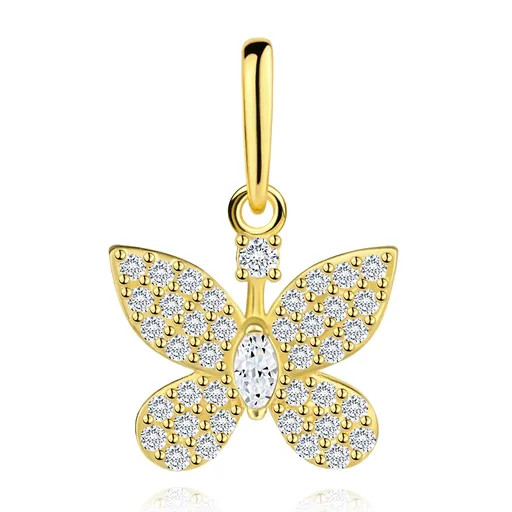 Zlatý prívesok 9K motýľ, zrnkové telo a okrúhle zirkóny