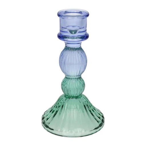 DUIF Sklenený svietnik LIOR 15cm zelená fialová