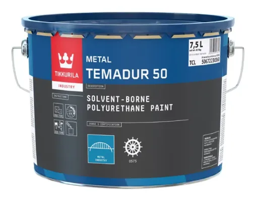 TEMADUR 50 - Dvojzložková pololesklá polyuretánová vrchná farba (zákazkové miešanie) RAL 7015 - bridlicová šedá, 0,75 L