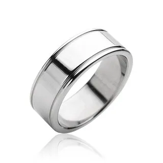 Oceľový prsteň hladký matný, lesklé okraje - Veľkosť: 59 mm
