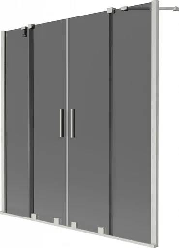 MEXEN/S - Velar Duo dvojkrídlová posuvná vaňová zástena 160 x 150, grafit, nikel kartáčovaný 896-160-000-42-97