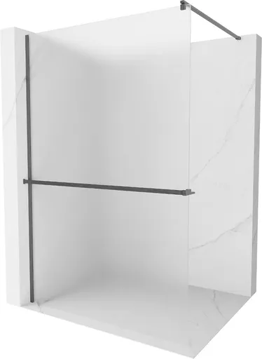 MEXEN/S - Kioto+ Sprchová zástena s poličkou WALK-IN 110 x 200, dekor, grafit kartáčovaná 800-110-121-66-30