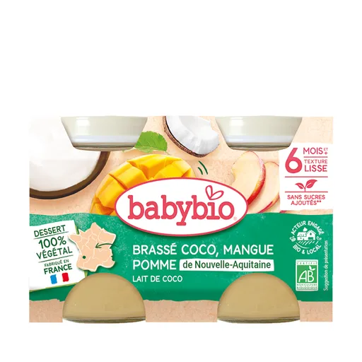 BABYBIO Brassé z kokosového mléka mango jablko 2 x 130 g