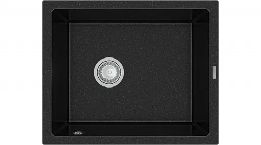 MEXEN MEXEN - Pedro granitový drez 1-miska 560x460 mm, čierna / strieborná metalíza 6508561000-73