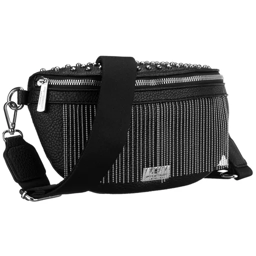 Čierna dámska crossbody taška Peterson z ekologickej kože so striebornými detailmi