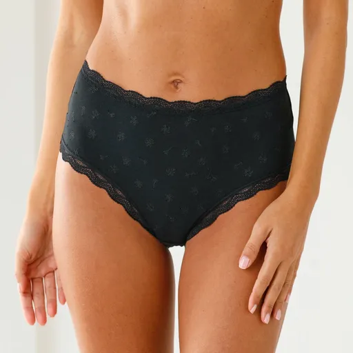 Súprava 3 nohavičiek s vysokým pásom z bavlny a čipky