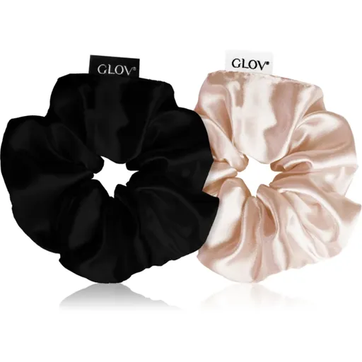 GLOV Satin Scrunchies M gumičky do vlasov Sparkling Wine/Black 2 ks