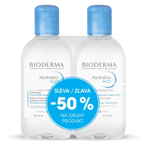 Bioderma Hydrabio H2O Festival čistiaca a odličovacia pleťová voda na citlivú pleť 2 x 250 ml darčeková sada